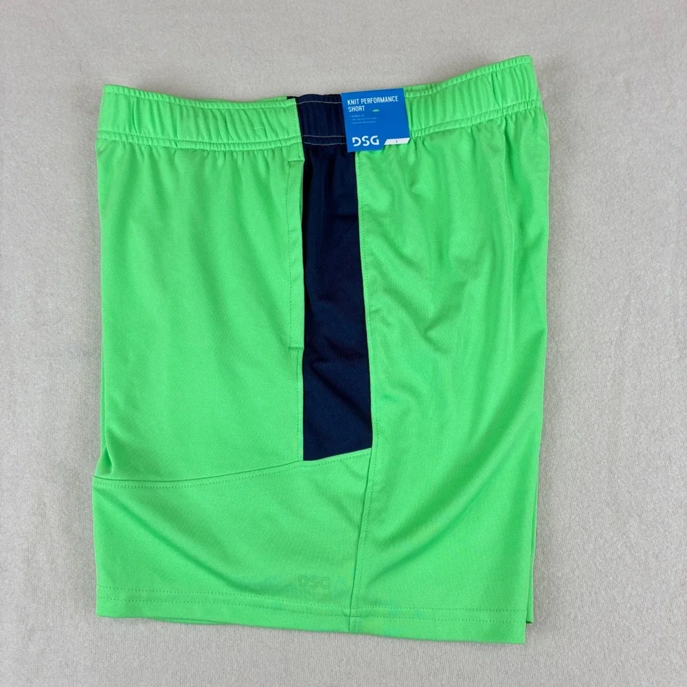 DSG Boys Knit Performance Shorts L 14-16 Green Navy Blue Athletic Sporty Gym NWT